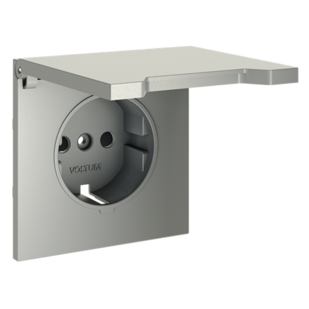 VLS000805 Накладка для розетки с заземлением, защитными шторками и крышкой, S70 (сталь). (ТМ Maytoni)