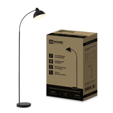 Светильник ТНО 03Ч 60Вт E27 230В торшер напольн. на основании под лампу черн. IN HOME 4690612042688