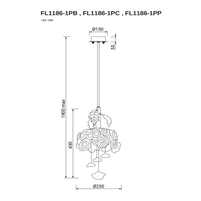 Подвесной светильник Pirilampo Purple FL1186-1PP, LED