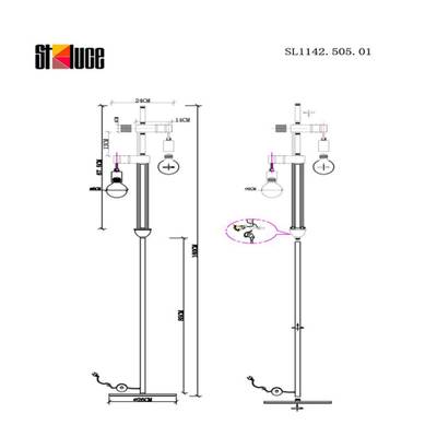 SL1142.505.01 Торшер Белый, Светлое дерево E27 2*60W