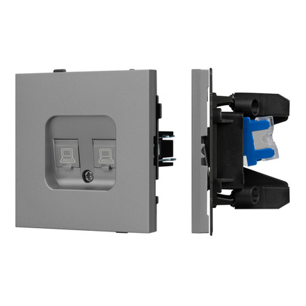 Механизм компьютерной розетки двойной SCT-TENDO-MPC2-PL-GR (RJ-45, CAT6) (Arlight, -)