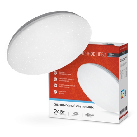 Светильник светодиодный DECO НОЧНОЕ НЕБО 24Вт 6500К 1560лм 230В 300х55мм IN HOME 4690612033532