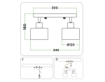 Настенно-потолочный спот в стиле лофт TR8141/2 WH белый E27*2 max 40W 340*120*180