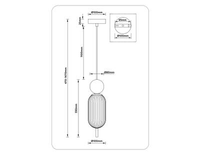 Светильник подвесной LH53101 BS/GR/FR латунь/серый/белый матовый G9 max 28W D100*330