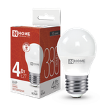 Лампа светодиодная LED-ШАР-VC 4Вт шар 4000К нейтр. бел. E27 380лм 150-275В IN HOME 4690612030593