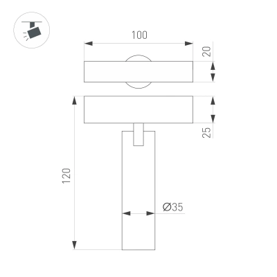 Светильник MAG-SPOT-25-R90-9W Day4000 (BK-GD, 30 deg, 24V) (Arlight, IP20 Металл, 5 лет)