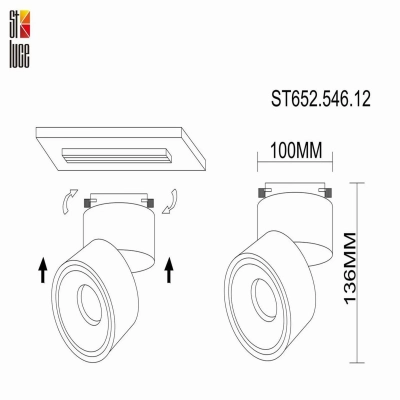 ST652.546.12 Св-к трек. Белый LED 1*12W 4000K 1 000Lm Ra>90 36° IP20 D100xH136 170-240VV