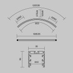 Радиусный профиль 35x35 D1500мм 1/4 круга черный, ALM-3535R-B-D-90°-1.5M. TM Maytoni