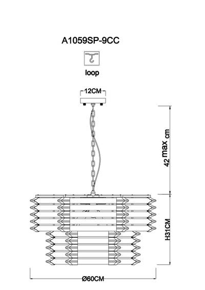 Подвесная люстра Arte Lamp CARAVAGGIO A1059SP-9CC, 9хE14