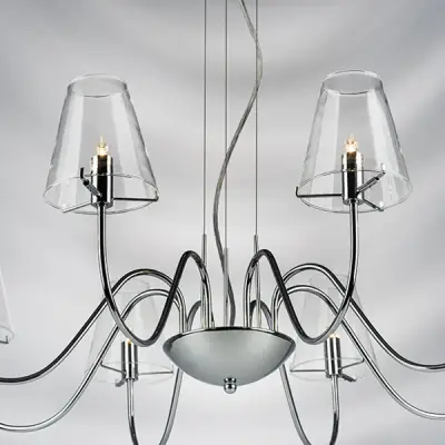 758084 Люстра подв. DIAFANO 8х40W G9 ХРОМ/ПРОЗРАЧНЫЙ