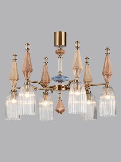 5414/6 MODERN ODL_EX26 античная бронза/терракот/синий/бежевый/металл/керамика Люстра E14 6*40W TERRA