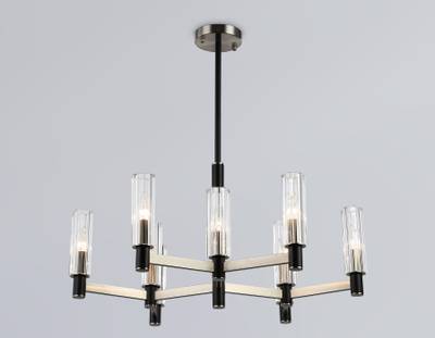 Светильник на штанге LH55503/9 SN/BK/CL сатин никель/черный/прозрачный E14*9 max 40W D760*760