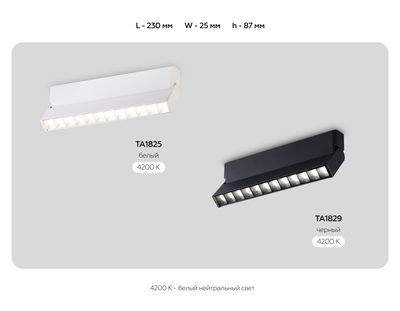 Светильник светодиодный накладной TA1825 WH белый LED 12W 4200K 230*22*87