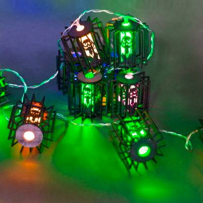 A-482 гирлянда светодиодная, прозрачный провод 2м, 10 LED с насадками
