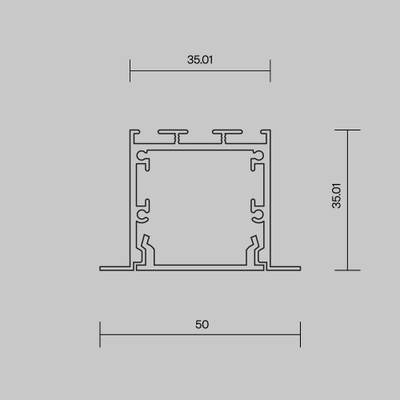 Алюминиевый профиль встраиваемый с накладным фланцем 50x35 (Черный, 2 м), ALM-5035T-B-2M 632012