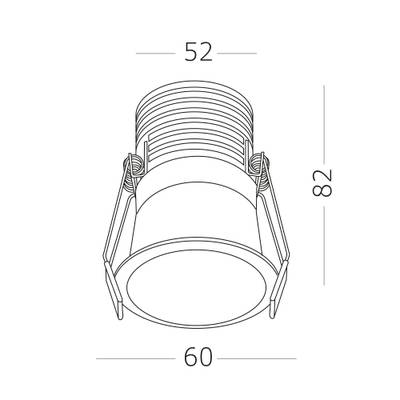 ST754.448.07 Св-к встр. Черный LED 1*7W 4000K 560Lm Ra&gt;90 60° IP20 D60xH79 100-240V