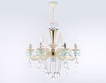 Подвесная люстра с хрусталем TR4923/6 GD/WH/BL золото/белый/голубой E14*6 max 40W D600*620