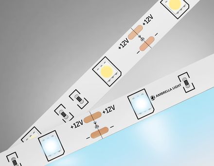 Светодиодная лента GS1803 5050 30Led/ 7.2W m/ 12V IP20 6500K/ 5000*10*1.87mm/ кратность резки 25mm (2 конт.)