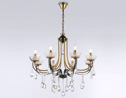 Подвесная люстра с хрусталем TR4953/8 BK/GD/CL черный/золото/прозрачный E14*8 max 40W D740*735
