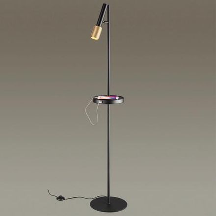 4240/1F HIGHTECH ODL21 381 черн/зол/металл Напольн.св-ник c выкл, USB IP20 LED GU10 max 10W MEHARI