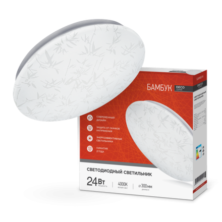 Светильник светодиодный DECO БАМБУК 24Вт 4000К 2160лм 230В 330х55мм IN HOME 4690612021911