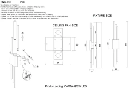 Бра Crystal Lux CARTA AP6W LED BLACK/BRASS 0342/401