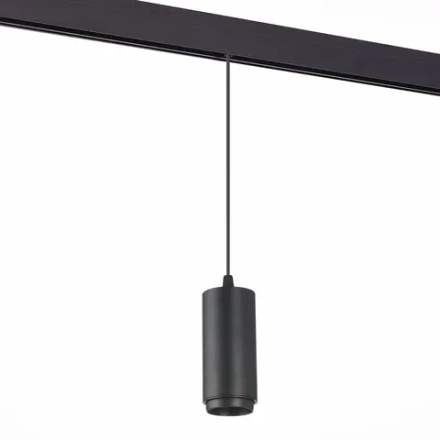 ST357.433.06 Магнитный трековый светильник подвесной ZOOM Черный LED 1*6W 3000K 667Lm Ra>80 10-60° IP20 D60xH120 48V
