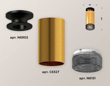 Комплект накладного светильника XS6327102 PYG/PBK/BK золото желтое полированное/черный полированный/тонированный MR16 GU5.3 (N6902, C6327, N6151)