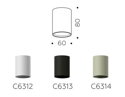 Корпус светильника накладной для насадок D60mm C6314 SGR серый песок D60*H80mm MR16 GU5.3
