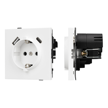 Механизм розетки с USB зарядкой SCT-TENDO-MUAC-PL-WH (230V, 16A) (Arlight, -)