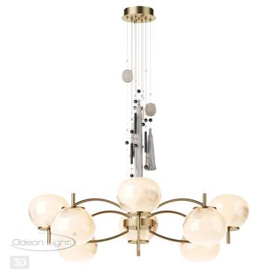 5432/8 MODERN ODL_EX25 115 золотой(под латунь)/стекло/кисточка/агат Люстра E14 8*40W FIOLENT