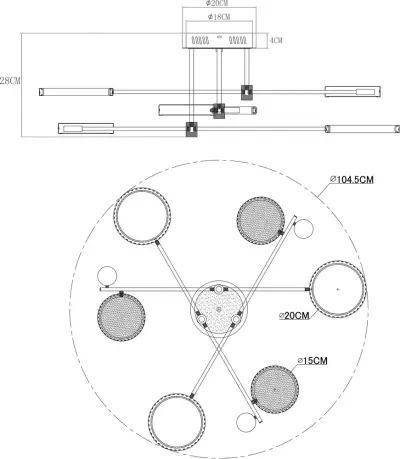 Потолочная люстра Arte Lamp HOLLY A1364PL-6PB, 1хLED