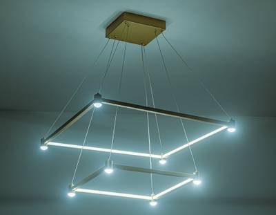 Светильник подвесной светодиодный FL5599/2+8 GD золотой 60W 3000K/4200K/6400K 600*600*1300 (без ПДУ)