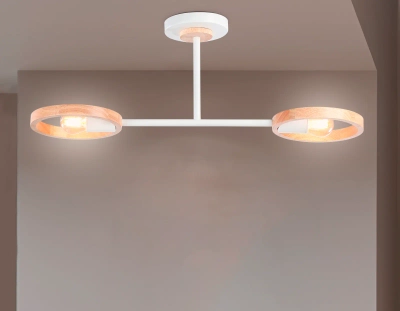Подвесной светильник со сменной лампой TR8243/2 WH/LWD белый/светлое дерево E27/2 max 40W 590*165*220