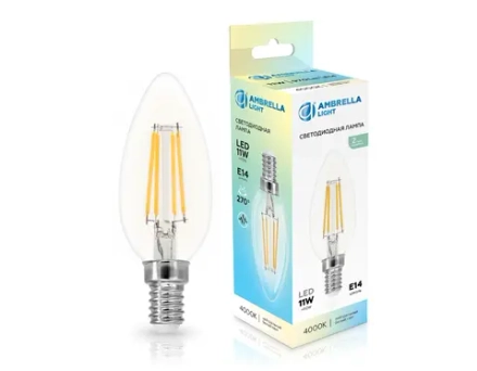 Лампа светодиодная Filament 351114 LED C35 11W E14 4000K 220-240V