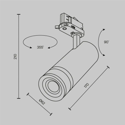 Трековый светильник Фокус Зум / Focus Zoom Trinity 2700K 20Вт 15-60°, TR198-3-20W2.7K-Z-W. TM Maytoni