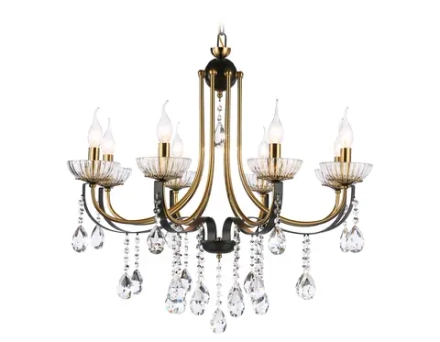 Подвесная люстра с хрусталем TR4953/8 BK/GD/CL черный/золото/прозрачный E14*8 max 40W D740*735