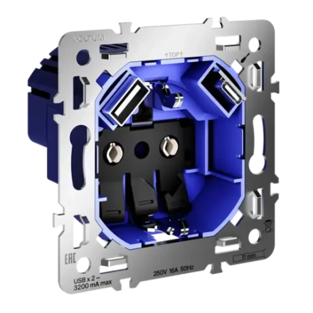 VLS0405M Механизм розетки с заземлением и защитными шторками 16А, с USB A+C, S70. (ТМ Maytoni)