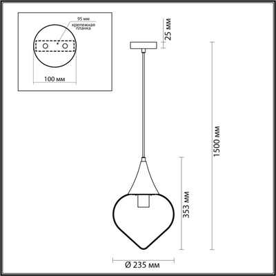 4949/1 PENDANT ODL22 401 хром/прозрачный/стекло Подвес E14 1*40W KESTA