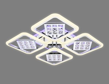 Потолочный светодиодный светильник с пультом FA288/4 CH хром 116W 750*750*80 (ПДУ РАДИО 2.4G)