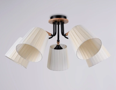 Светильник потолочный TR4733/5 BK/LWD черный/светлое дерево E27/5 max 40W D610*270