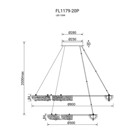 Люстра подвесная Rudeza Chrome FL1179-20P, LED