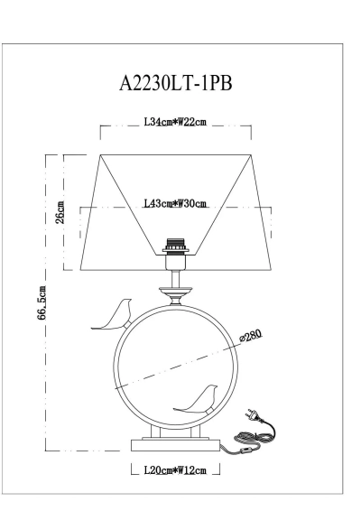 Декоративная настольная лампа Arte Lamp RIZZI A2230LT-1PB, 1хE27