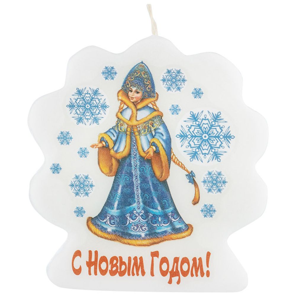 Свеча-барельеф снежинка 67х70 мм &quot;Снегурка&quot;