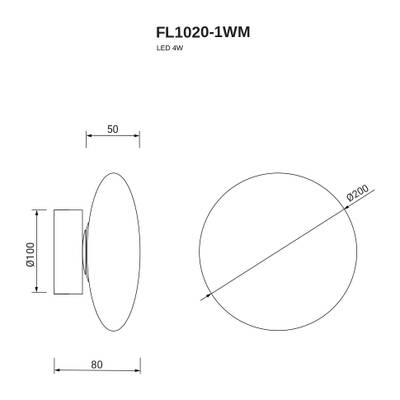 Бра luminosa FL1020-1WM, LEDх1