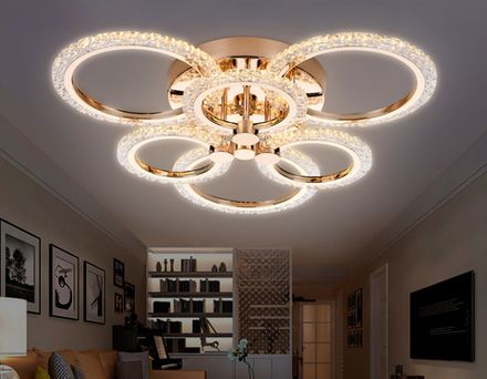 Потолочный светодиодный светильник с пультом FA418/3+3 GD золото 90W 580*540*120 (ПДУ РАДИО 2.4G)