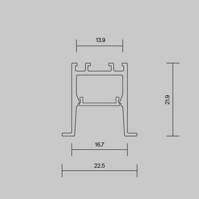 Алюминиевый профиль встраиваемый скрытого монтажа 22x22 (Черный, 2 м), ALM-2222-B-2M 632013