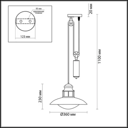 4164/1A NATURE ODL19 705 коричневый/прозрачный Подвес IP23 E27 1*60W DANTE
