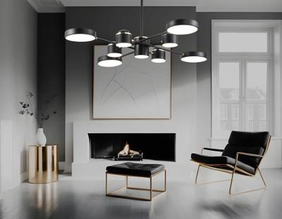 Светильник светодиодный подвесной FL51629/9+4 BK/FGD черный/золото 132W 3000-6000K D850*370 (без ПДУ)