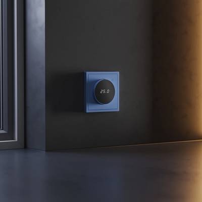 VLS070115 Терморегулятор электронный VOLTUM S70 с индикацией и датчиком, для теплого пола, (деним). (ТМ Maytoni)